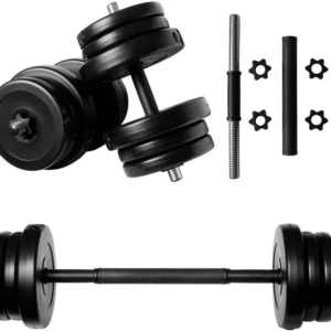 Neo Sport 43 kg Barbell and Dumbbell Set (2 x 21 kg + connector) – adjustable, with interchangeable weight plates